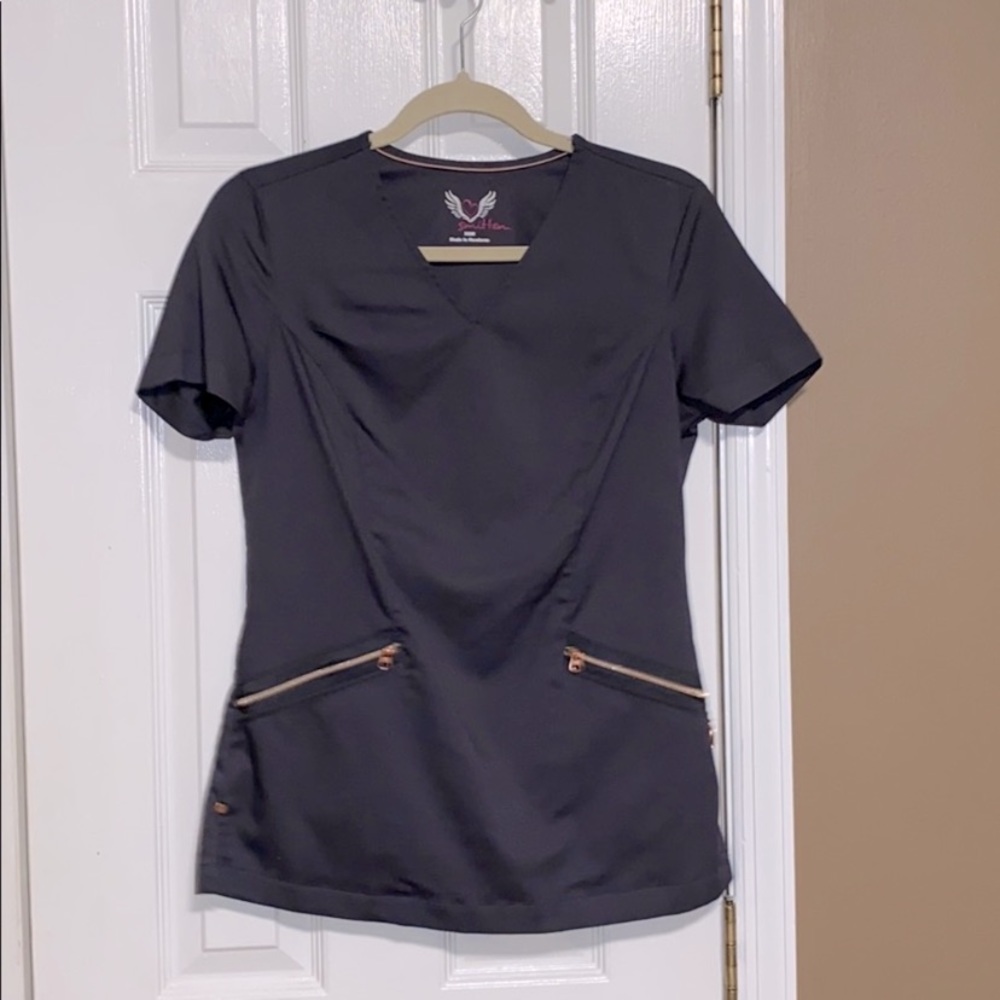 Smitten Gray Scrub top